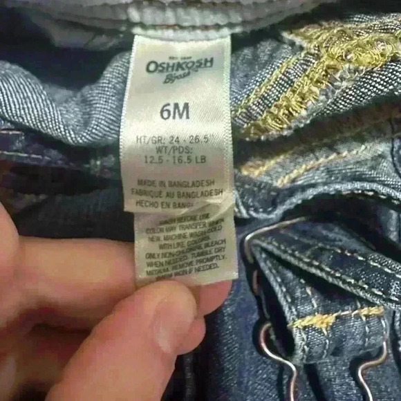OshKosh B'Gosh Denim Jean Overalls 6mo - Picture 3 of 3